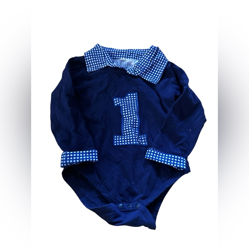 1st birthday long sleeve checkered onesie size 100 12 months